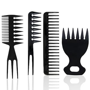 WKRTDY Set of 4 plastic combs – detangling hair combs with wide teeth, anti-static effect and as a hairdressing styling tool