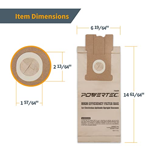 Image of POWERTEC EL204B Vacuum Bags for Electrolux 20PK, Replacement Dust Bags for Aptitude Upright 5010, EL5010, EL5010A, EL5010A-1, EL5010AZ, Filter Bags (75056-P2)