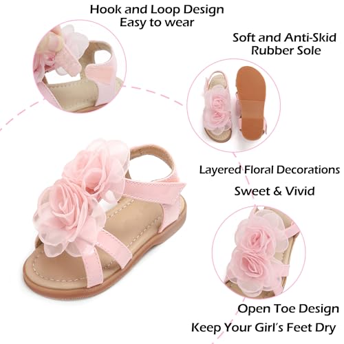 Image of PHIRAMIN Toddler Girl Sandals - Flower Girl Dress Shoes Open Toe Little Kid Wedding Party