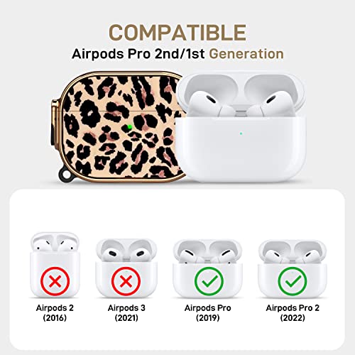 Image of Maxjoy for AirPods Pro 2nd /1st Generation Case with Lock, Cute AirPods Pro 2 Case Lock Protective Hard AirPod Pro Cover for Women Men with Keychain for Airpod Pro (2023 /2022 /2019), Leopard