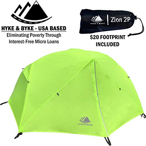 2 Person Backpacking Tent with Footprint Lightweight Zion Two Man 3 Season Ultralight