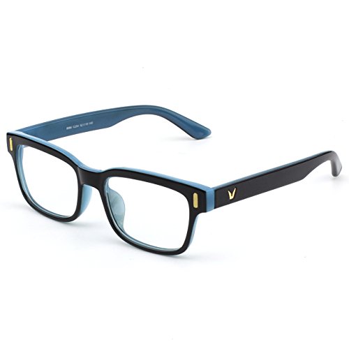 GQUEEN 201584 Modern Fashion Rectangular Bold Thick Frame Clear Lens Eye Glasses,Black Blue