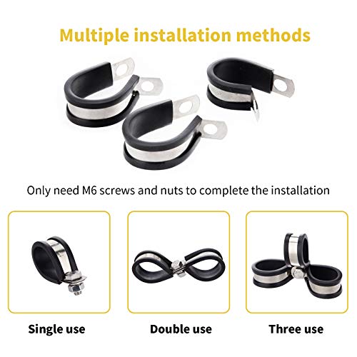 Maexxna 24Pcs Wire Clamps 1/2 Inch, Stainless Steel 304 Cable Clamps Rubber Cushion, Pipe Clamp For Wiring, Lines, Hoses And Cables #TOP3