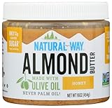 Natural Way Almond Butter, Honey, (1) 16 Ounce Jar - Made with Olive Oil, No Hydrogenated Oils, Non-GMO, Gluten Free