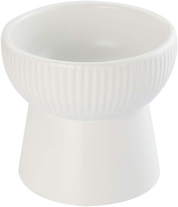 White ceramic Raised Cat Bowls, Elevated Food or Water Bowls, Stress Free, Backflow Prevention, Dishwasher and Microwave Safe, Lead & Cadmium Free