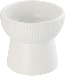 White Ceramic Raised Cat Bowls, Elevated Food or Water Bowls, Stress Free, Backflow Prevention, Dishwasher and Microwave Safe, Lead & Cadmium Free