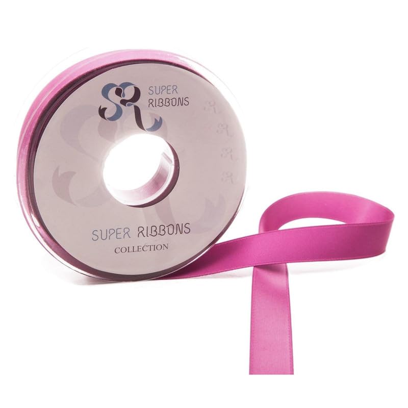 SR SUPER RIBBONS®™- Full Reel 38mm Double Faced Satin Ribbon, 20 Metres on Reel - Raspberry Pink, 38mm x 20m