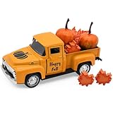 CRAFLOX Thanksgiving Truck Decor, Fall Orange Maple Leaf Pumpkin Metal Truck Decorations for Home Indoor, Mini Cute Pumpkin Tiered Tray Decor, Farmhouse Kitchen Tabletop Centerpiece Decorations