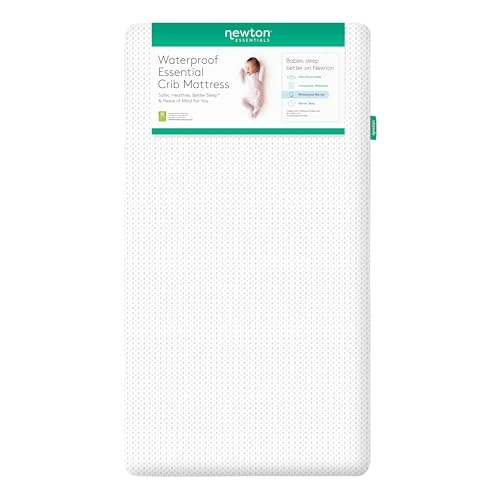 Newton Baby Essential Waterproof Crib Mattress and Toddler Bed - Ultra-Breathable Proven to Reduce Suffocation Risk, Washable Core & Cover, All-Stages, Deluxe 4' - Thick White