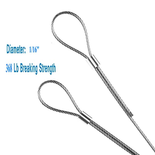 Yountiger Wire Rope, 1/16 Wire Rope, Stainless Steel 304 Aircraft Cable 164 FT Length Aircraft Cable with 30 pcs Sleeves Stops, 7x7 Strand Core, 368 lbs Breaking - Thumbnail 2