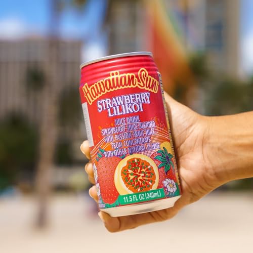 Hawaiian Sun Drinks - Strawberry Lilikoi (11.5floz x 12 cans) - Tropical Refreshing Juice