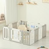 Federedo 14 Panels Baby Play Pen, Extra Large Baby Playpen, Foldable Astronauts Play Pens for Babies and Toddlers, Adjustable Portable Fence Gate Playpen Yard, Grey