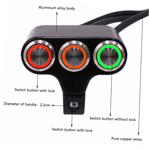 SOIMISS 3 Peças Guiador De Três Posições Com Redefinição Automática Aberto À Prova D'Água Guiador D