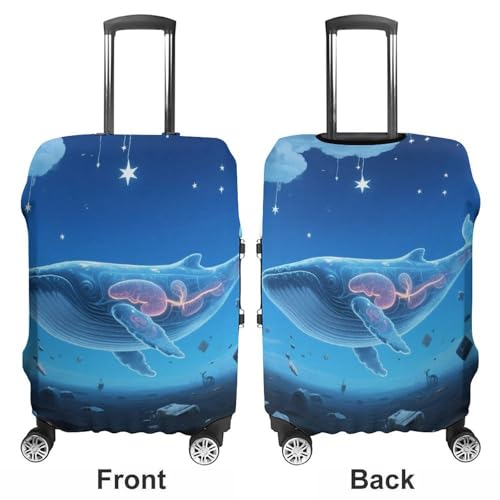 Floating Whale in Upside Elastic Luggage Cover Suitcase Protector for 19-32 Inch Suitcases | Universal Stretchable Travel Bag Cover | Anti-Scratch, Washable with Zipper Closure L3