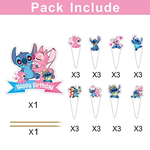 25Pcs Stitch Cupcake Toppers And Cake Toppers Edible For Adults Birthday Cake Decorations Party Supplies. #TOP1