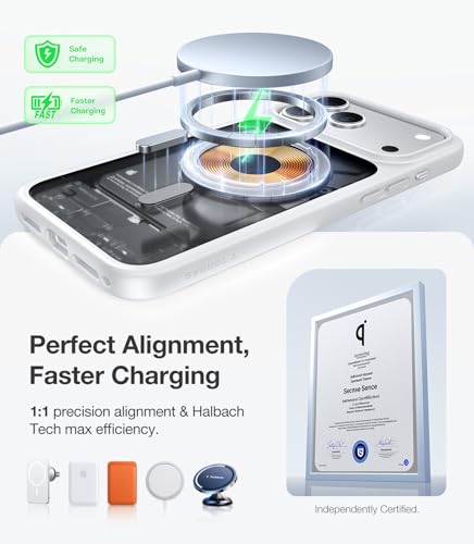 Image of TORRAS Magnetic Shockproof for iPhone 17 Pro Case, Camera Control, Compatible with MagSafe, Military-Grade Protection, Stronger Slim Translucent Phone Case for iPhone 17 Pro, Silver White