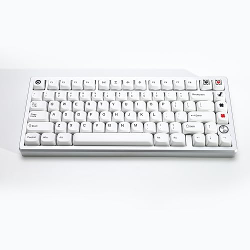 Image of KBDiy Minimal White KOA Profile Keycaps Set,135 Keys Dye-Sublimation Vintage Minimalist Art Keycaps for Cherry Gateron MX Switches Gaming Mechanical Keyboards