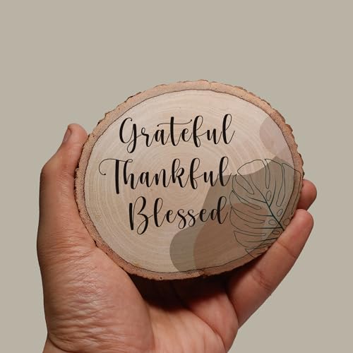 Image of MOTIVATIONAL GIFTS Thankful Wooden Motivational Quotes Table Decorative Gifts Wood Showpiece For Office Table Living Room, 8.89 Centimeters, 1.27 CM
