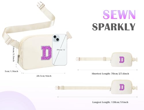 Image of COSHAYSOO Initial Letter Fanny Pack for Girls Personalized Christmas Birthday Gifts for 6 7 8 9 10 11 12 Year Old Teen Girl, Girly Fashion Crossbody Purse Belt Bag Preteen Tween Trendy Stuff Ivory D