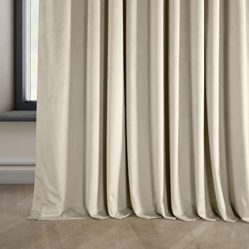Image of HPD Half Price Drapes Signature Plush Extra Wide Velvet Blackout Curtains for Bedroom (1 Panel),100W X 96L Hotel Black Out Curtains for Living Room, Thermal Insulated Blackout Curtains,Angora Beige