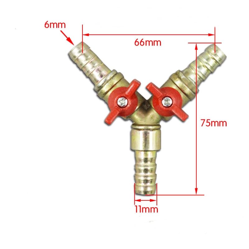 QWORK® - Connettore per Tubo a 3 Vie, Ottone e Lega di Zinco, 8 mm,valvola a Sfera a Y per Tubo