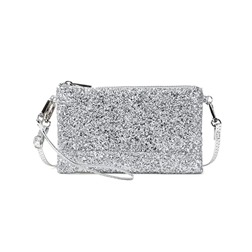 Sparkling Evening Clutch Silver Bride Purse for Wedding Bling Clutch Handbag for Party