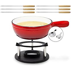 ToCi fondue ´´Holsten´´ de 6 tenedores, Fondue de queso con capacidad de 1,5 L, hierro fundido, esmaltada y apta para caldo y chocolate, Perfecto para las fiestas