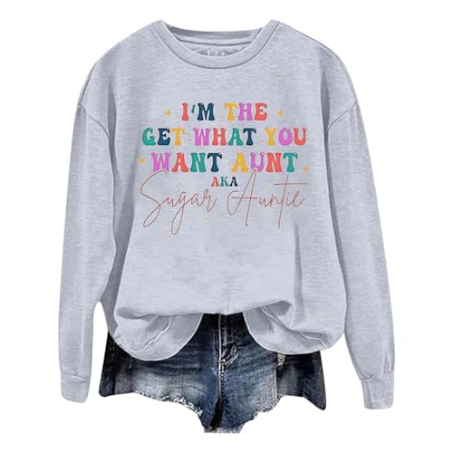 Generisch , informal, liso, suelto, manga larga, estampado de letras, cuello redondo, Gris claro., XXL