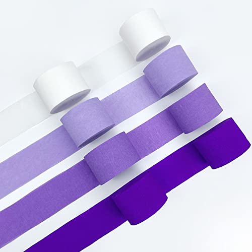 Image of Purple Crepe Paper Streamers 8 Rolls 656 ft Crepe Paper Decorations for Birthday Party, Baby Shower or Reunion (Purple Gradient)