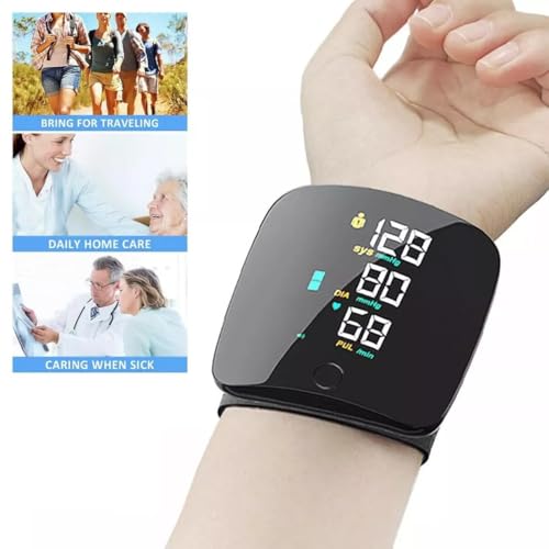 FiTspi Monitores de presión arterial automáticos precisos de muñeca, monitor BP portátil con pantalla LCD grande, brazalete ajustable con función de memoria para uso doméstico y de viaje - imagen 2
