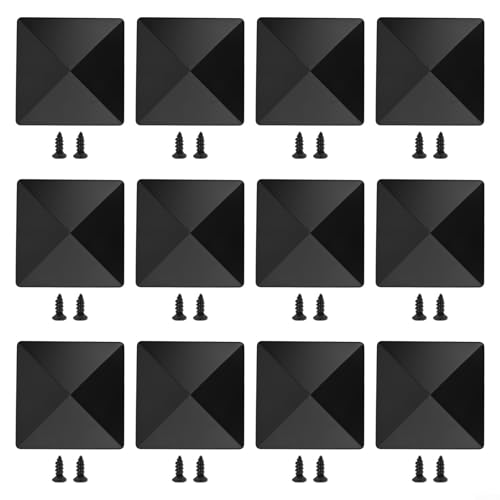 Black Plastic Fence Post Cap with Drilled Holes Fits For 4x4 Inch Posts, Pyramid Style for Modern Appeal (12pcs)