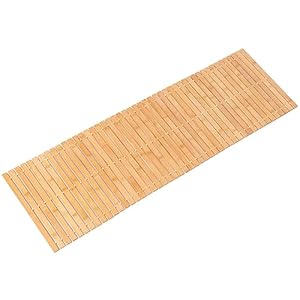 Bamboo Bath Mat Bathroom Runner Long Large Rugs Floor Wood Shower Bathtub Waterproof Non Slip Accessories 16×48 Inch Easy to Clean, Natural Bamboo, 1 pc