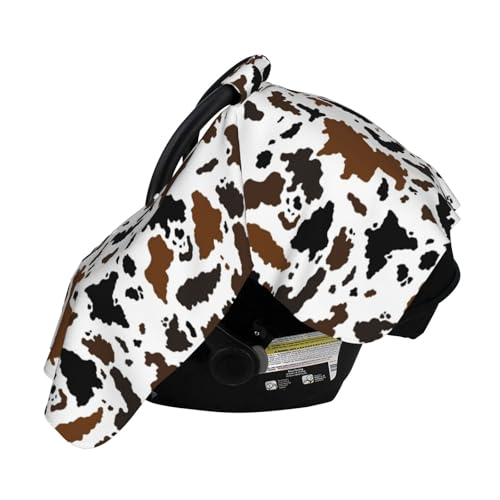 Image of Western Cow Print Baby Car Seat Canopy Cover Multi Use Nursing Cover for Mom Nursing Covers Newborn Cow Print Shower Gift