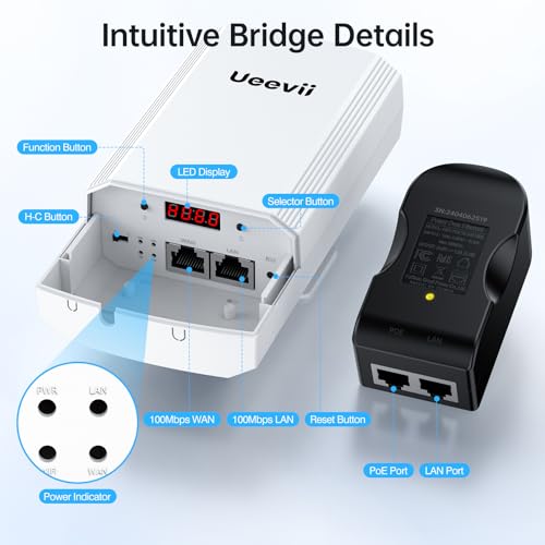 UeeVii 5.8G Point to Point Wireless Bridge with 2 Brackets for Barn Garage - image 8