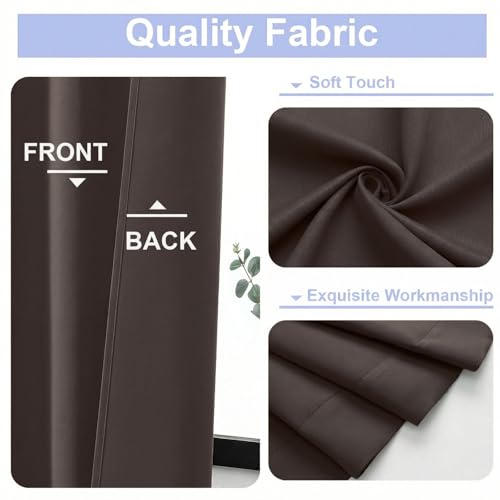 Image of Simplebrand Blackout Extra 10ft Curtains for Patio 120 Inches Long 2 Panels Set, Solid Thermal Insulated Energy Saving Rod Pocket Window Treatment Curtains Blackout Drapes, 50 inch Wx120 L, Chocolate