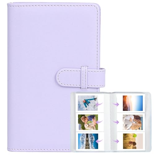 108 Pockets Mini Photo Album for Fujifilm Instax Mini 12/11/7+/9/Evo/40/99/Liplay Canon Ivy 2 & Kpop Photocards 54 x 86mm(2.1 x 3.4) Photo Storage Album Perfect for Instant Photos (Purple)