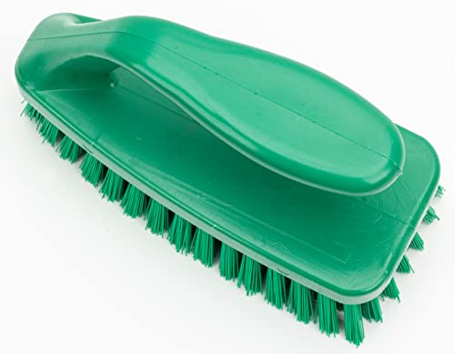 Image of SPARTA Scrub Brush with Iron Shaped Handle and Stiff Bristles, Heavy Duty Scrubber Brush for Kitchen, Bathroom, Shower, Tile, Sink, Carpet and Bakepans, Polypropylene, 6 Inches, Green