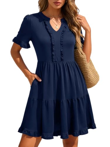 Image of Berydress Womens Summer Dresses 2026 Short Sleeve Babydoll Mini Sun Dress