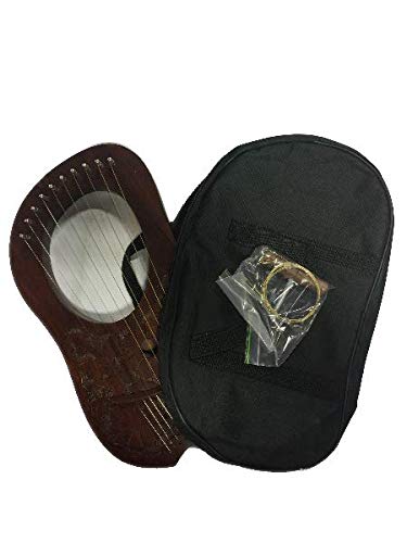 10 Strings Lyre Harp with free Metal Strings, Tuning Key and Carrying Bag.