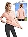 FKEEP Women's Tennis Golf Shirt Long Sleeved Top Sport Activewear V-Neck Workout Athletic (Pink, L)
