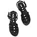 MaxMuxun Women's Studded Gladiator Sandals Flat Ankle Strap Open Toe Strappy Summer Sandals For Women, Black 9