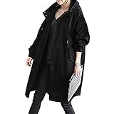 VERYPOPPA Women's Long Windbreaker Hooded Lightweight Jacket Long Hooded Rain Jacket Outdoor Raincoat Black