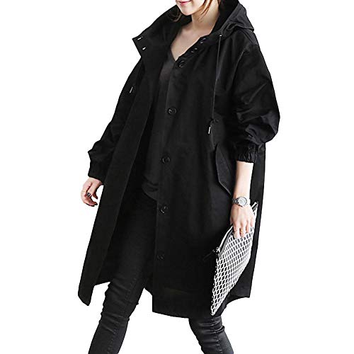 Women's Long Windbreaker Hooded Lightweight Jacket Long Hooded Rain Jacket Outdoor Raincoat