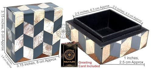 Boîte de rangement en bois antique et résine décorative pour bijoux - 4