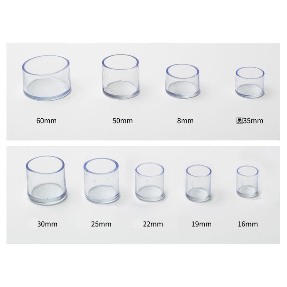 8 tappi per gambe della sedia, rotondi, in PVC, per gambe della sedia, spessi, antiscivolo, resistenti all'usura, per la protezione dei pavimenti, trasparenti, 22 mm
