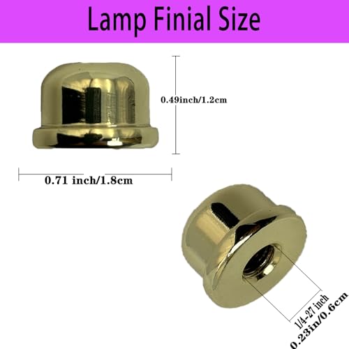 Image of Gold Lamp Finials, 1 /4-27 Thread, 1 /2 Inch Lamp Shade Nuts for Harp Tops | 8 Packs Finish Metal Finials with 1 /4-27 Female Threads for Compatible Table, Floor, Desk And Bedside Lamp Harps