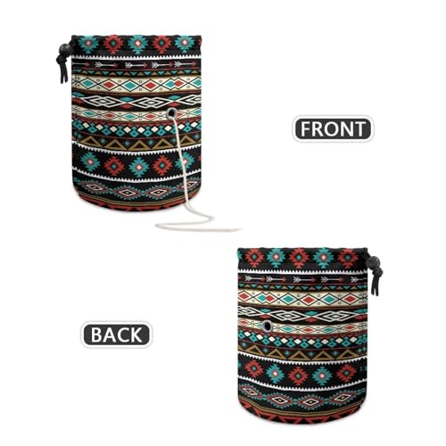 Image of Black Aztec Yarn Bag Portable Yarn Holder for Crocheting Project Needles Accessories
