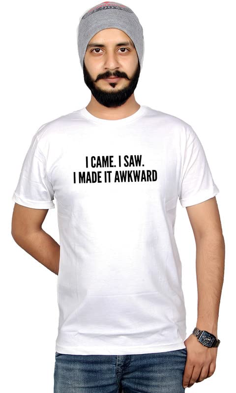 WorkshopWorkshop Funny Graphic T-Shirt - I Make it Awkward - Cotton, Round Neck