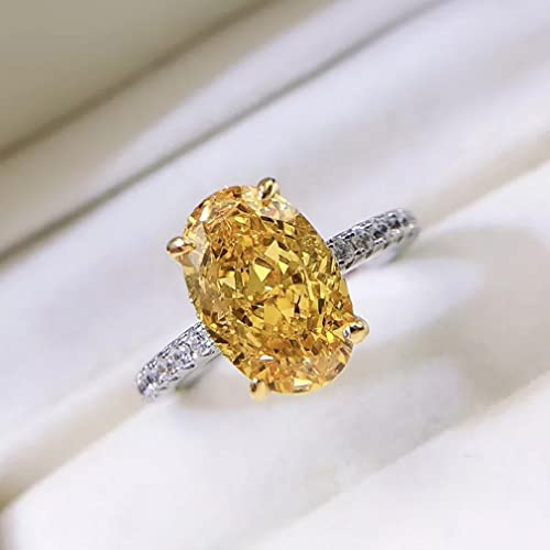 Bague diamant carbone jaune 8x12mm s925 éclat durable