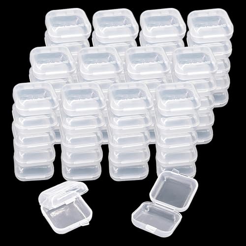 Image of 60PCS Mini Clear Plastic Jewelry Box, Earring Storage Box